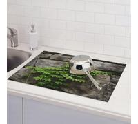 Tappetino scolapiatti da parete con pianta su pietra, per bancone della cucina, assorbente in microfibra, reversibile, lavabile, 45,7 x 61,7 cm, per decorare la casa, la cucina, la sala da pranzo