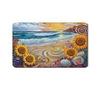 Tappetino scolapiatti da spiaggia con girasole per bancone della cucina, tappetino scolapiatti in gomma assorbente colorato con arte costiera tappetino scolapiatti tappetino estivo in pelle PU 30,5 x