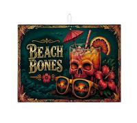 Tappetino scolapiatti da spiaggia per bancone della cucina, tappetino assorbente scolapiatti con teschio e fiori, tappetino estivo in microfibra per proteggere il bancone della cucina, 45,7 x 61 cm
