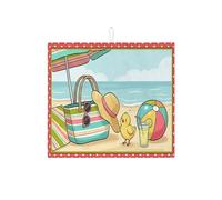 Tappetino scolapiatti da spiaggia per bancone della cucina, tappetino scolapiatti assorbente a righe colorate, tappetino in microfibra divertente per l'estate per proteggere bar, 40,6 x 45,7 cm