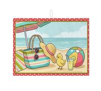 Tappetino scolapiatti da spiaggia per bancone della cucina, tappetino scolapiatti assorbente a righe colorate, tappetino in microfibra divertente per l'estate per proteggere il bar, 45,7 x 61 cm