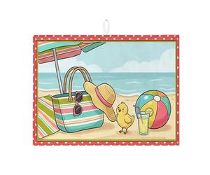 Tappetino scolapiatti da spiaggia per bancone della cucina, tappetino scolapiatti assorbente a righe colorate, tappetino in microfibra divertente per l'estate per proteggere il bar, 45,7 x 61 cm