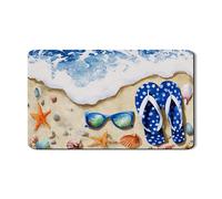 Tappetino scolapiatti da spiaggia per bancone della cucina, tappetino scolapiatti in gomma assorbente con design oceano, protezione estiva in pelle PU, 30,5 x 50,8 cm