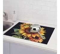 Tappetino scolapiatti estivo con girasole per bancone della cucina, assorbente, in microfibra, reversibile, lavabile, 45,7 x 61,7 cm, facile da pulire, decorazione per casa, cucina, sala da pranzo