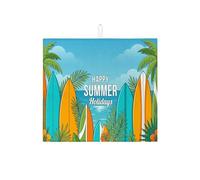 Tappetino scolapiatti estivo da surf, per bancone della cucina, tappetino assorbente blu tropicale, tappetino scolapiatti in microfibra divertente da spiaggia 40,6 x 45,7 cm