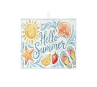 Tappetino scolapiatti estivo per bancone della cucina, assorbe sole luminoso e frutta, tappetino scolapiatti in microfibra, stile costiero, 40,6 x 45,7 cm