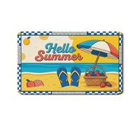 Tappetino scolapiatti estivo per bancone della cucina, giallo spiaggia infradito assorbente in gomma scolapiatti tappetino divertente retrò costiero tappetino per asciugare 30,5 x 50,8 cm
