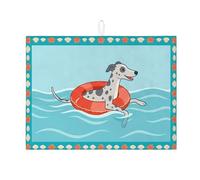 Tappetino scolapiatti estivo per il bancone della cucina, tappetino assorbente per scolapiatti con design divertente con cane da spiaggia, in microfibra, protezione 45,7 x 61 cm