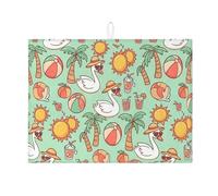 Tappetino scolapiatti estivo tropicale per bancone della cucina, tappetino assorbente scolapiatti a forma di anatra e palme, tappetino in microfibra estetica da spiaggia, 45,7 x 61 cm