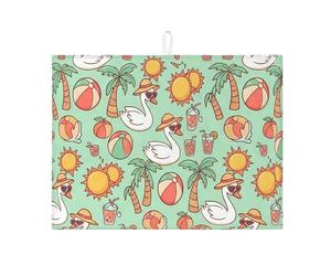 Tappetino scolapiatti estivo tropicale per bancone della cucina, tappetino assorbente scolapiatti a forma di anatra e palme, tappetino in microfibra estetica da spiaggia, 45,7 x 61 cm
