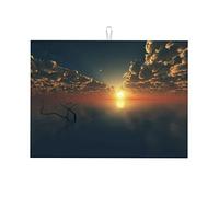 Tappetino scolapiatti extra large con paesaggi, tramonto e notte, facile da usare, 16 x 18 pollici