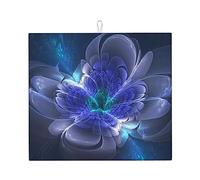Tappetino scolapiatti fantasia con fiori blu, 40,6 x 45,7 cm, reversibile, in microfibra, assorbente, tappetino scolapiatti da cucina