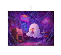 Tappetino scolapiatti fantasioso per bancone della cucina, fantasioso viola ragnatela assorbente scolapiatti tappetino scolapiatti in microfibra spaventoso per decorazione di Halloween 45,7 x 61 cm