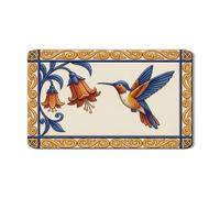 Tappetino scolapiatti floreale con colibrì per bancone della cucina, tappetino in gomma assorbente blu vintage per scolapiatti in pelle PU decorativo per primavera, 30,5 x 50,8 cm