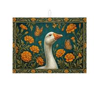 Tappetino scolapiatti floreale per bancone della cucina, arancione calendula assorbente, tappetino scolapiatti in microfibra con farfalla primaverile, per decorazione domestica, 45 x 61 cm