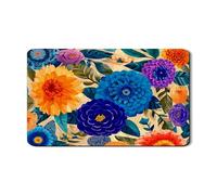 Tappetino scolapiatti floreale per bancone della cucina, blu brillante con tappetino in gomma assorbente arancione, tappetino scolapiatti motivo botanico primaverile per protezione bar 30,5 x 50,8 cm