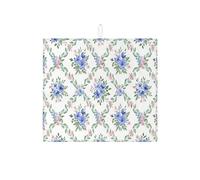 Tappetino scolapiatti floreale per bancone della cucina, blu vintage, assorbente, tappetino scolapiatti in microfibra botanica primaverile per protezione del bancone della cucina, 40,6 x 45,7 cm