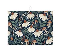 Tappetino scolapiatti floreale per bancone della cucina, colore verde navy, assorbente, tappetino scolapiatti in microfibra rustico autunnale per bancone della cucina, protezione da bar, 45 x 61 cm