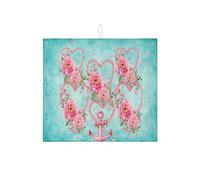 Tappetino scolapiatti floreale per bancone della cucina, con ancore di rosa pesca, tappetino scolapiatti assorbente in microfibra per protezione da bar, 40,6 x 45,7 cm