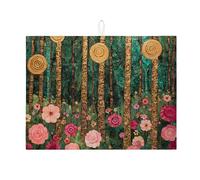 Tappetino scolapiatti floreale per bancone della cucina, design artistico con foresta assorbente, tappetino scolapiatti in microfibra ispirato alla natura, per decorazione bancone della cucina, 45,7 x