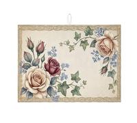 Tappetino scolapiatti floreale per bancone della cucina, elegante tappetino assorbente per scolapiatti rosa ed edera, tappetino scolapiatti in microfibra primaverile per bar, 45 x 61 cm