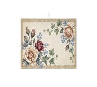 Tappetino scolapiatti floreale per bancone della cucina, elegante tappetino assorbente per scolapiatti rosa ed edera, tappetino scolapiatti in microfibra primaverile per bar, 40,6 x 45,7 cm