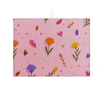 Tappetino scolapiatti floreale per bancone della cucina, fantasia pesca floreale, assorbente, tappetino scolapiatti in microfibra primaverile per bancone della cucina, protezione da bar, 45,7 x 61 cm