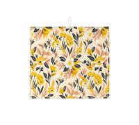 Tappetino scolapiatti floreale per bancone della cucina, giallo pesca vintage fiore assorbente scolapiatti tappetino scolapiatti in microfibra botanica primaverile 40,6 x 45,7 cm