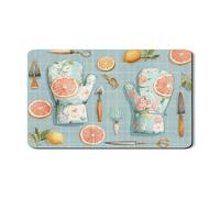 Tappetino scolapiatti floreale per bancone della cucina, in gomma assorbente blu vintage con motivo floreale, tappetino scolapiatti assorbente per la stagione primaverile per bancone della cucina