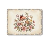 Tappetino scolapiatti floreale per bancone della cucina, in gomma assorbente, color crema, funghi, tappetino scolapiatti in pelle sintetica vintage primaverile per bar, 45 x 61 cm