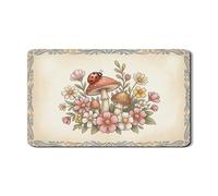 Tappetino scolapiatti floreale per bancone della cucina, in gomma assorbente, color crema, funghi, tappetino scolapiatti in pelle sintetica vintage primaverile per bar, 30,5 x 50,8 cm