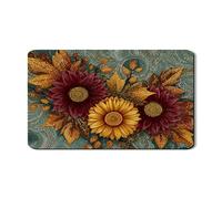 Tappetino scolapiatti floreale per bancone della cucina, in gomma assorbente, ispirato all'autunno, con vivaci girasoli e foglie, decorazione autunnale, 30,5 x 50,8 cm
