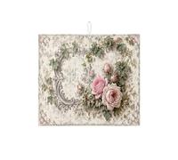 Tappetino scolapiatti floreale per bancone della cucina, morbido tappetino assorbente per scolapiatti rosa pesca, tappetino in microfibra vintage per la decorazione della casa, 40,6 x 45,7 cm