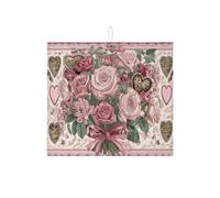 Tappetino scolapiatti floreale per bancone della cucina, morbido tappetino scolapiatti assorbente, in microfibra, motivo a cuore, per decorazione domestica, 40,6 x 45,7 cm