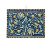 Tappetino scolapiatti floreale per bancone della cucina, tappetino assorbente blu e verde, tappetino scolapiatti vintage rustico in microfibra per protezione bar 45,7 x 61 cm