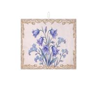 Tappetino scolapiatti floreale per bancone della cucina, tappetino assorbente per scolapiatti a campana blu, tappetino in microfibra vintage primaverile botanico per decorazione bancone della cucina