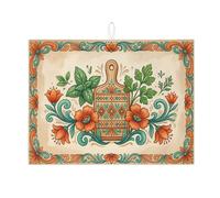 Tappetino scolapiatti floreale per bancone della cucina, tappetino assorbente per scolapiatti arancione botanico, tappetino scolapiatti vintage rustico in microfibra per bancone della cucina