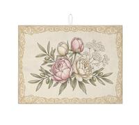 Tappetino scolapiatti floreale per bancone della cucina, tappetino assorbente per scolapiatti color pesca, peonia, tappetino scolapiatti in microfibra vintage primaverile per protezione bar 45,7 x 61