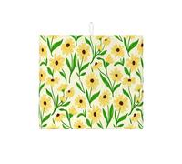 Tappetino scolapiatti floreale per bancone della cucina, tappetino assorbente per scolapiatti con crisantemo giallo, tappetino scolapiatti in microfibra per primavera estate e bar, protezione da 40,6