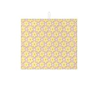 Tappetino scolapiatti floreale per bancone della cucina, tappetino assorbente per scolapiatti con fiori giallo pesca, tappetino scolapiatti per primavera estate in microfibra per protezione del