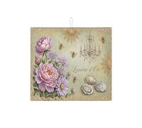 Tappetino scolapiatti floreale per bancone della cucina, tappetino assorbente per scolapiatti con peonia, tappetino in microfibra vintage per bancone della cucina, protezione da bar, 40,6 x 45,7 cm