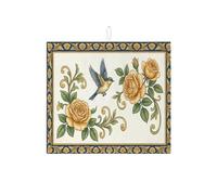 Tappetino scolapiatti floreale per bancone della cucina, tappetino assorbente per scolapiatti con rosa gialla, elegante tappetino in microfibra vintage per cucina, bar, 40,6 x 45,7 cm