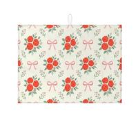 Tappetino scolapiatti floreale per bancone della cucina, tappetino assorbente per scolapiatti con rosa rossa, tappetino in microfibra vintage per protezione bancone della cucina, 45,7 x 61 cm