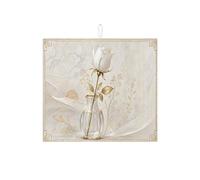Tappetino scolapiatti floreale per bancone della cucina, tappetino assorbente per scolapiatti con rosa bianca, design moderno e minimalista, per proteggere il bancone della cucina, 40,6 x 45,7 cm