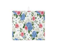 Tappetino scolapiatti floreale per bancone della cucina, tappetino assorbente per scolapiatti con rose blu, tappetino in microfibra botanico vintage per decorazione bancone della cucina, 40,6 x 45,7