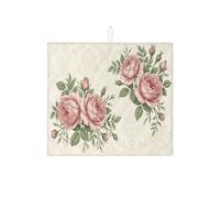 Tappetino scolapiatti floreale per bancone della cucina, tappetino assorbente per scolapiatti con rosa pesca, tappetino decorativo vintage in microfibra per proteggere bar, 40,6 x 45,7 cm