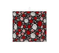 Tappetino scolapiatti floreale per bancone della cucina, tappetino assorbente per scolapiatti con rosa rossa, tappetino nero vintage per protezione bancone della cucina, 40,6 x 45,7 cm