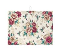 Tappetino scolapiatti floreale per bancone della cucina, tappetino assorbente per scolapiatti e peonia, in microfibra, per proteggere il bancone della cucina, 45,7 x 61 cm