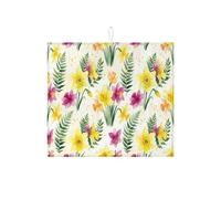 Tappetino scolapiatti floreale per bancone della cucina, tappetino assorbente per scolapiatti giallo pesca acquerello tappetino scolapiatti in microfibra botanica primaverile protezione 40,6 x 45,7 cm