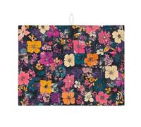 Tappetino scolapiatti floreale per bancone della cucina, tappetino assorbente per scolapiatti multicolore vibrante in microfibra per bancone della cucina, protezione da bar, 45 x 61 cm